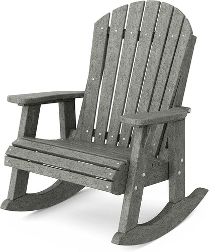 Wildridge Heritage Adirondack Rocking Chair, Dark Gray - Outdoor Weather Resistant HDPE Rocking Chair for Patio, Deck, Fire Pit
