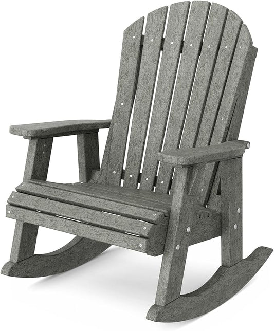 Wildridge Heritage Adirondack Rocking Chair, Dark Gray - Outdoor Weather Resistant HDPE Rocking Chair for Patio, Deck, Fire Pit