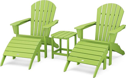 POLYWOOD South Beach 5-Piece Adirondack Chair Set with Side Table & Ottomans