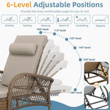 Outdoor Chaise Lounge Chair Set of 2, PE Wicker Recliner Patio Reclining Sunbathing Chair with Cushion - Photo 7
