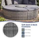 HAPPYGRILL Rattan Daybed with Canopy, Outdoor Wicker Round Daybed Patio Seating with Cushions & Adjustable Side Table - Photo 6