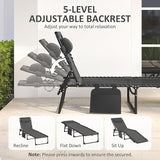 Outsunny Folding Chaise Lounge Chair, Patio Sun Tanning Chair, Outdoor Chaise Lounger with 5-Position Reclining Back - Photo 4