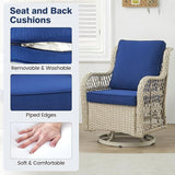 GAOMON 3 Piece Outdoor Patio Set, Wicker Rocking Bistro Set with 2 Swivel Chairs & Tempered Glass Top Table - Photo 6