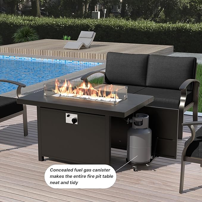 Gotland 8 Seats Outdoor Metal Patio Furniture Set with 55 - Photo 5