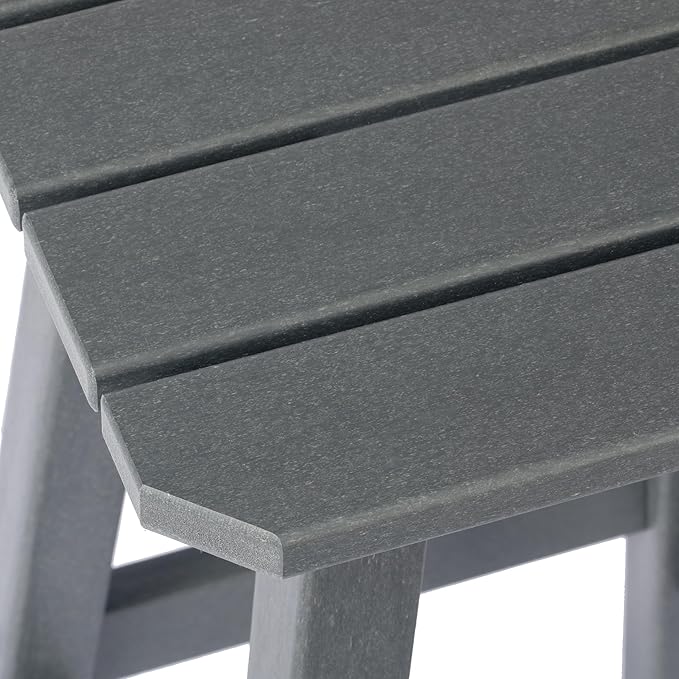 Costaelm 29" Height Outdoor Bar Stools, All-Weather Bar Stools, Adirondack Poly Patio Square Bar Stool for Patio, Deck, Kitchen Counter and Garden, Gray