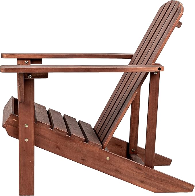 Eyely PTA1002C Amelia Outdoor Patio Traditional Acacia Wood Adirondack Chair, Dark Brown for Traditional, Coastal, Country, Cottage, Farmhouse, Rustic