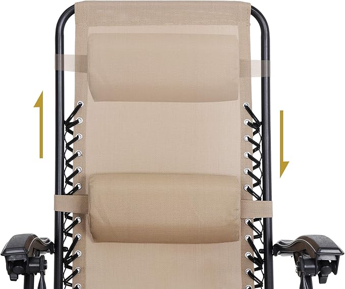 SUPER DEAL Zero Gravity Chair Set of 2 Folding Anti Gravity Recliner Outdoor Patio Beach Lounger Chair with Side Cup - Photo 7