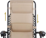 SUPER DEAL Zero Gravity Chair Set of 2 Folding Anti Gravity Recliner Outdoor Patio Beach Lounger Chair with Side Cup - Photo 7