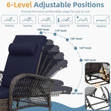 Outdoor Chaise Lounge Chair Set of 2, PE Wicker Recliner Patio Reclining Sunbathing Chair with Cushion - Photo 5