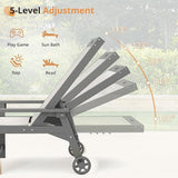 LUE BONA Chaise Lounge Chair Outdoor, HDPS and HDPE Wicker Chaise Lounger with 5 Positions - Photo 7