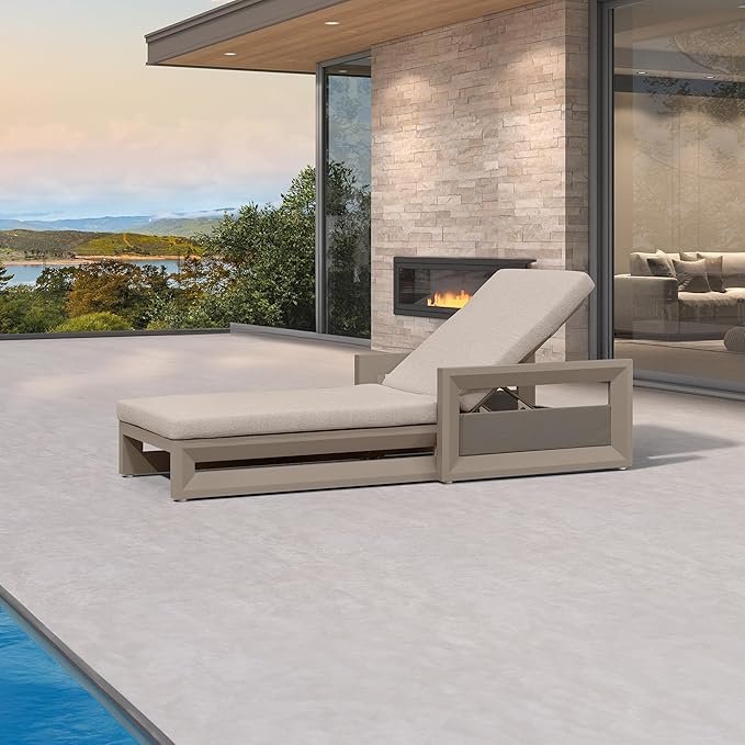 PURPLE LEAF Outdoor Chaise Lounge 2 in 1 Design Reclining Lounger Chair with Cushion Deluxe Aluminum Oversize Pool - Photo 1