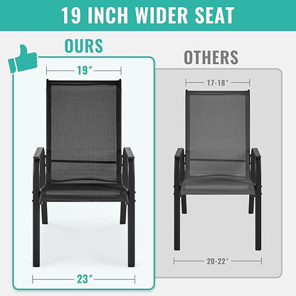 Yaheetech Set of 4 Patio Dining Chairs, Outdoor Stackable Patio Chairs with Backrest/Armrests, All Weather Chairs for Garden/Lawn/Porch/Backyard Pool, Black