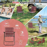 GYMAX Lawn Chair Folding, Webbed Beach Lounge Chairs Set with Highback - Photo 7