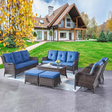 Rilyson Wicker Patio Furniture Sofa Set - 7 Piece Rattan Outdoor Patio Sectional Conversation Sets with 2 Sofa - Photo 1