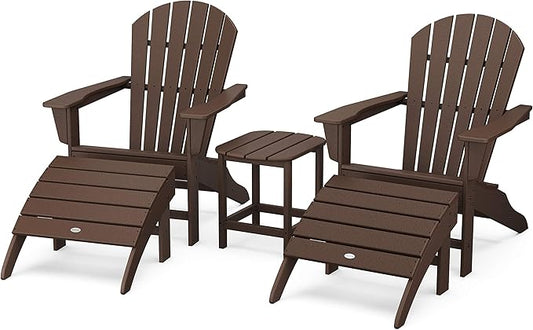 POLYWOOD South Beach 5-Piece Adirondack Chair Set with Side Table & Ottomans