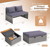 Devoko Patio Day Bed with 2 Side Tables Outdoor Daybed Set MultifunctionalRattan Lounge Bed for Backyard Porch Poolside - Photo 5