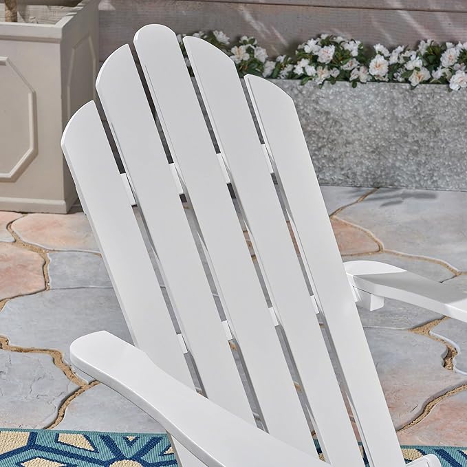 Christopher Knight Home Cara Outdoor Foldable Acacia Wood Adirondack Chair, White Finish