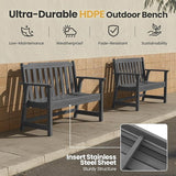 Ciokea 49" Heavy Duty Outdoor Bench, HDPE Weatherproof Porch Benches, Durable 2-Person Garden Benches with 660 Lbs - Photo 3
