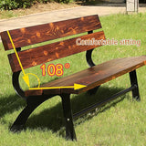 Outdoor Garden Bench, Park Bench with Back, Metal Steel Frame Bench Patio, Metal Bench, Perfect for Garden, Patio, Porch - Photo 4