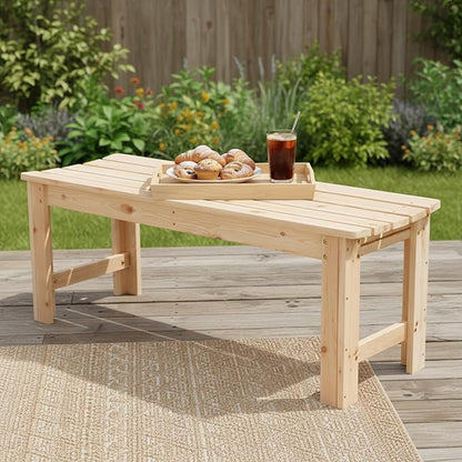 Shine Company Outdoor Wooden Backless Patio Garden Bench, 4 Ft, Natural