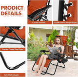 Tangkula Zero Gravity Chair, Folding Patio Lounge Chair Adjustable Outdoor Recliner with Cup Holder - Photo 7