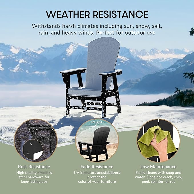 WestinTrends Malibu Outdoor Patio HDPE Plastic Adirondack Dining Chair Black