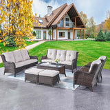 Rilyson Wicker Patio Furniture Sofa Set - 7 Piece Rattan Outdoor Patio Sectional Conversation Sets with 2 Sofa - Photo 1