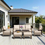 6 Pieces Metal Wicker Patio Furniture Set - 75" Sofa, 2 Armchairs and 2 Ottomans - Photo 9