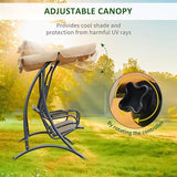 Outsunny 2-Seat Patio Swing Chair, Outdoor Porch Swing Glider with Adjustable Canopy, Cup Holders and Storage Tray - Photo 3