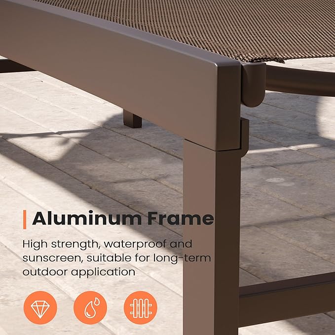 Pellebant Outdoor Lounge Chair, Patio Aluminum Chaise Lounge with Adjustable Backrest - Photo 7