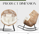 JAMFLY Wicker Egg Chair - Rattan Rocking Chairs with Cushion, Indoor-Outdoor Lounge Egg Basket Seat for Living Room - Photo 2