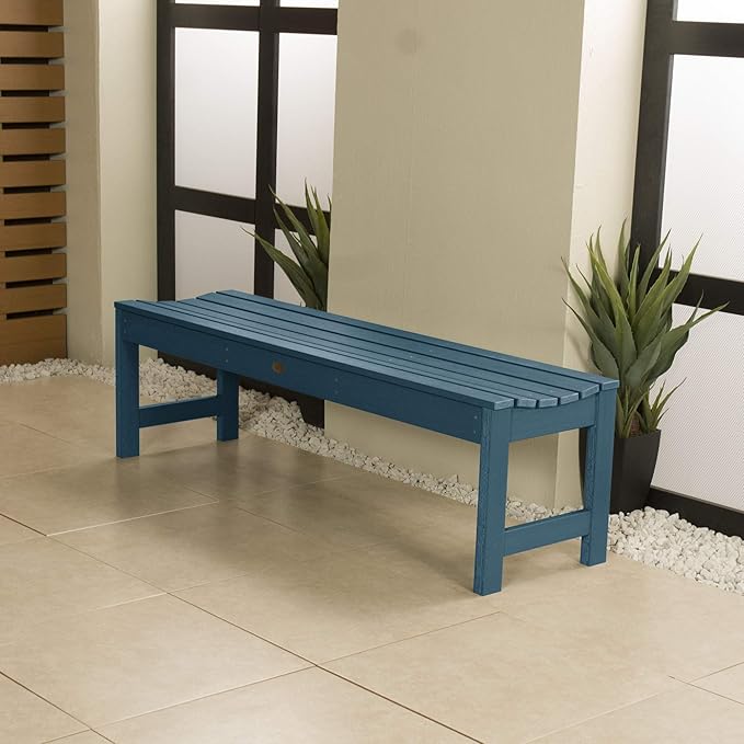 highwood Lehigh Picnic Garden Bench, 5 feet, Nantucket Blue