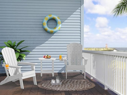 Oversized Folding Adirondack Chair - HDPE All-Weather Outdoor Chair with Cup Holder, 380LB Weight Capacity, UV Protected, White
