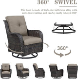 Belord 8 Piece Wicker Patio Furniture Set, Outdoor Swivel Rocker Chairs Set of 2 with Ottomans and Sectional Couch - Photo 8