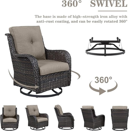 Belord 8 Piece Wicker Patio Furniture Set, Outdoor Swivel Rocker Chairs Set of 2 with Ottomans and Sectional Couch, All Weather Patio Conversation Furniture Set, for Pool,Yard Brown Wicker/Gray