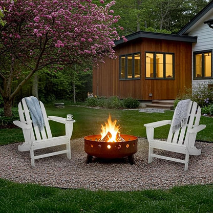 Hanover Classic Adirondack Chair, All-Weather HDPE Outdoor Furniture, Eco-Friendly, Durable Outdoor Patio Seating, White