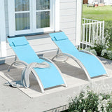 Patio Chaise Lounge Set of 2, Aluminum Outdoor Lounge Chairs with 353lbs Capacity - Photo 1
