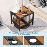 Tangkula Outdoor Side Table with 1.57” Umbrella Hole, 2-Tier Patio Metal End Table with Storage Shelf - Photo 4