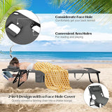 GYMAX Tanning Chair, Folding Lounger with Face/Arm Holes, Carry Handles & Side Pocket - Photo 4