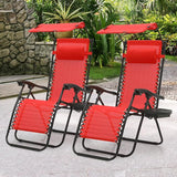 MoNiBloom Patio Zero Gravity Chair Outdoor Recliner Lounger with Canopy Shade and Foot Rest, Cup Holder, 330lbs Capacity - Photo 4