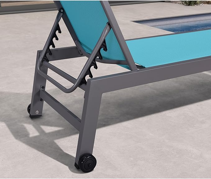 PURPLE LEAF Patio Chaise Lounge Set for 4 Outdoor Chaise Lounge Chair with Aluminum Frame and Easy-to-Move Wheels Pool - Photo 9