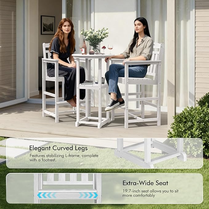 Ciokea 3-Pcs Bistro Table and Chairs - Photo 6