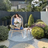 Athena Collection Patio Wicker Egg Chair with Folding Canopy, All-Weather Rattan Patio Lounge Chair with Sun Shade - Photo 9