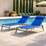 Kozyard Wilson Adjustable EDP Coated Wrought Iron Frame and Breathable Textilence Seat Chaise Lounge Chair (Blue - Photo 1