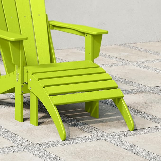 WestinTrends Outdoor Patio Adirondack Ottoman Foot Rest, All Weather Poly Lumber Foot Stool for Adirondack Chair, Widely Used for Outside Porch Pool Lawn Backyard, Lime