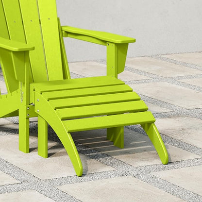 WestinTrends Outdoor Patio Adirondack Ottoman Foot Rest, All Weather Poly Lumber Foot Stool for Adirondack Chair, Widely Used for Outside Porch Pool Lawn Backyard, Lime