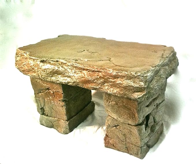 "Garden Bench" Cast Stone Granite Rock Bench 3 Piece, Patio Furniture, Concrete Bench Hand Sculpted Rustice Garden Decor - Photo 1