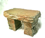 "Garden Bench" Cast Stone Granite Rock Bench 3 Piece, Patio Furniture, Concrete Bench Hand Sculpted Rustice Garden Decor - Photo 1