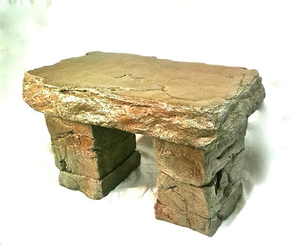 "Garden Bench" Cast Stone Granite Rock Bench 3 Piece, Patio Furniture, Concrete Bench Hand Sculpted Rustice Garden Decor - Photo 1