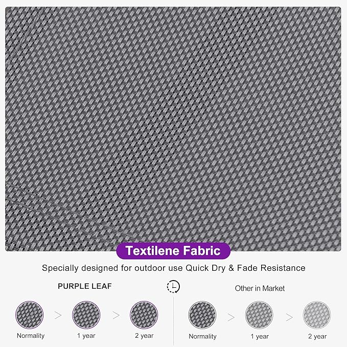 PURPLE LEAF 6-Piece Patio Chaise Lounge Outdoor Pool Lounge Chairs with Adjustable Backrest and Side Tables Aluminum - Photo 6